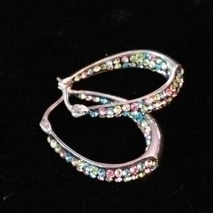 Multicolor Crystal Hoop Earrings